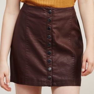 Free People snap button vegan leather skirt